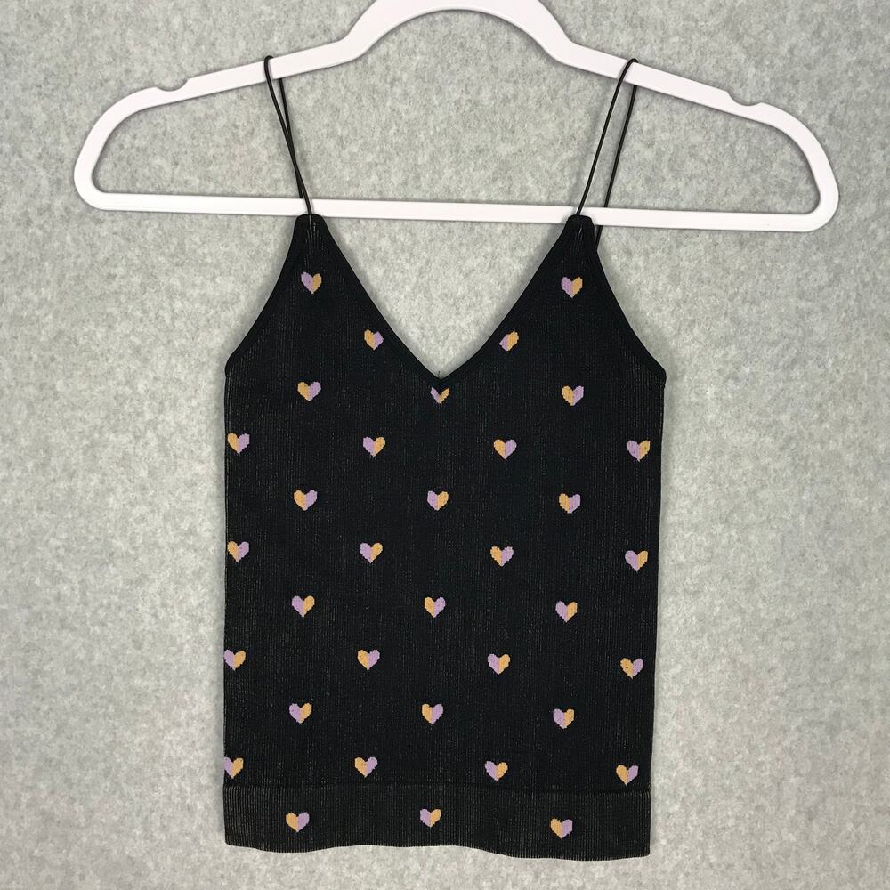 Aura Hearts Brami Tank Top XXS XS Love Stretch Yoga Quirky Whimsical Active